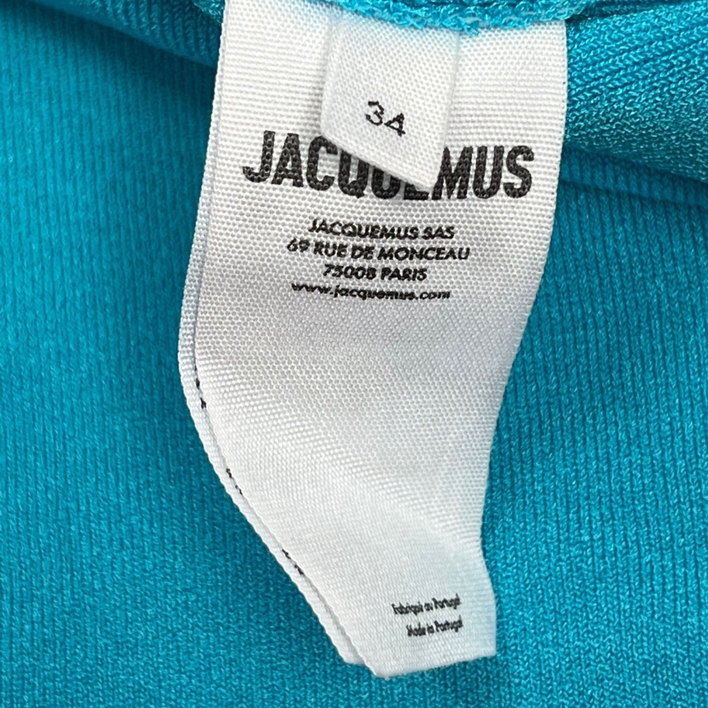 NWT Jacquemus La Robe Maille Roupao Sheer Mini Dress Knit Turquoise Blue Size 34 - Picture 16 of 16